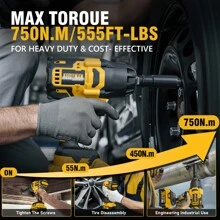 Alloyman 1/2 Inch Impact Wrench Cordless, Max Torque 555 Ft-Lbs Battery Impact Wrench 20V Brushless Motor 2000 RPM, With 6 Sockets, 3 Extension Bars, 4.0 AH Li-Ion Battery And 1 Hour Fast Charge Tools