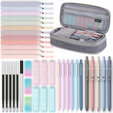 Mechanical Pencils Set 39 PCS Aesthetic School Supplies With Cute Pen Case, 12 Pastel Highlighters, 5 Black Ink Gel Pens, 6 Mechanical Pencils Set 0.5 & 0.7 Mm For Students College Essentials - 淺灰色 - 查看 1