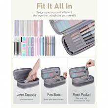 Mechanical Pencils Set 39 PCS Aesthetic School Supplies With Cute Pen Case, 12 Pastel Highlighters, 5 Black Ink Gel Pens, 6 Mechanical Pencils Set 0.5 & 0.7 Mm For Students College Essentials - 淺灰色 - 查看 2