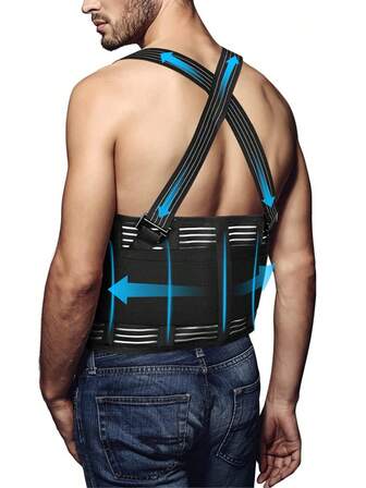 Adjustable Back Waist Brace Lumbar Support,Posture Corrector Belt For Men And Women,Fishnet Material Breathable Strong Firm Removable Elastic Shoulder Stripe, Comfortable In Work Scene Daily Sport,Large Size