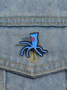 1pc Cartoon & Funny Octopus Shaped Personalized Brooch Pin, Suitable For Daily Wear On Clothes And Backpacks, Unisex - Blue - View 2