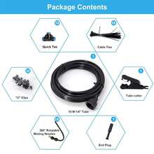 Hệ thống phun sương làm mát, Hệ thống phun sương sân trong với 10 vòi phun sương, Bộ phun sương ngoài trời cho sân vườn, nhà kính, bạt nhún cho công viên nước, Dụng cụ làm vườn, Dụng cụ làm vườn cho sân vườn - màu đen - Xem 5