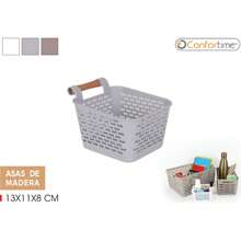 Confortime Multifunctionele Mand Houten Handvatten 13X11X8Cm Praktisch en Compact | Multifunctionele mand met houten handvatten Moderne en elegante stijl, gemakkelijk mee te nemen en ontworpen met houten handvatten, perfect voor thuis of overal mee naartoe te nemen