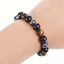 1 Vòng tay bảo vệ ba lớp Unisex từ đá Hematite Đá mắt hổ Obsidian - Cấu trúc bền bỉ, Năng lượng mạnh mẽ, Sự pha trộn độc đáo của đá quý - Món quà hoàn hảo cho nam giới, phụ nữ, Ngày của Cha và bất kỳ dịp đặc biệt nào - Nhiều màu - Xem 5