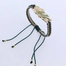 1 pezzo Braccialetto intrecciato in rame placcato oro 18K e zirconia con San Giuda bicolore, taglia regolabile, regalo per la Festa del Papà, adatto per uso quotidiano da uomo o donna, preghiera per la salute. Scelta migliore per coppie e regali.