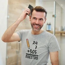Playera de Moda para Hombre 1 pza Estampado Suma Maestra | Día del maestro - Gris - Ver 5