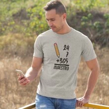 Playera de Moda para Hombre 1 pza Estampado Suma Maestra | Día del maestro - Gris - Ver 4