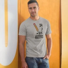 Playera de Moda para Hombre 1 pza Estampado Suma Maestra | Día del maestro - Gris - Ver 3