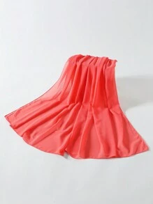 1pc Versatile Solid Color Chiffon Scarf Headband - Watermelon Pink - View 2
