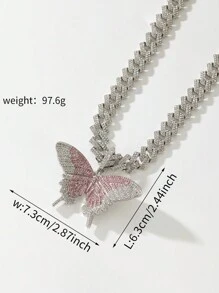 2 件女士时尚优雅玫瑰金蝴蝶吊坠嘻哈链个性化项链，最佳朋友礼物，节日礼物