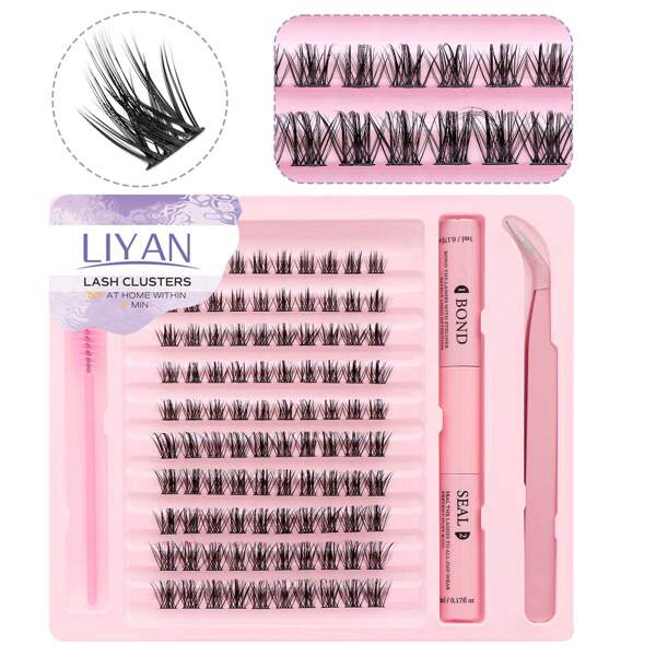 Set di estensione di ciglia finte in stile multi LIYAN, singolo cluster, capelli naturali a fiore segmentato, 10-16mm cluster di ciglia C Curling, fascia adesiva per estensione delle ciglia, tenaglie sigillanti adesive per estensione delle ciglia, spazzola per ciglia, set di ciglia finte: morbide, spesse, leggere e soffici, adatte per ogni occasione, adesivo per ciglia duraturo, delicato e non irritante, stili di ciglia multipli, ideali per extension di ciglia fai da te a casa, kit di cluster di ciglia