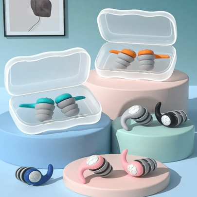 1pc Silicone Noise-Reducing Earplugs With Storage Box, 3-Layer Silent Earplugs For Noise Reduction, Sleep, Swimming, And Waterproofing