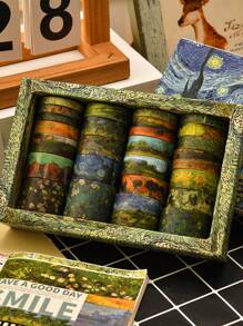 25片/盒 星空油画箔纸胶带，适用于日记本、文具、美纹纸胶带（0.19英寸~1.18英寸） - 彩色 - 查看 1