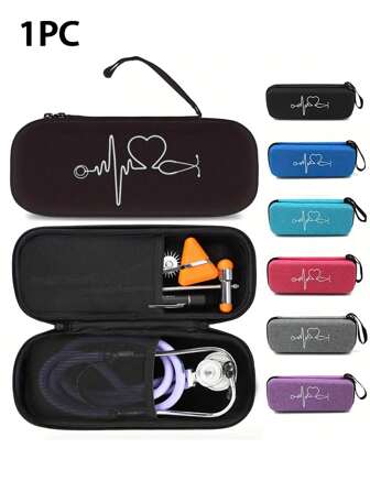 1 conjunto de kit de almacenamiento de estetoscopio, bolsa portátil multifuncional de doble compartimento con almacenamiento de estetoscopio impermeable, a prueba de salpicaduras, para viajes. Caja de almacenamiento portátil multifuncional para estetoscopio, bolsa EVA, caja de tela para estetoscopio, kit de primeros auxilios doméstico con protección EVA anticaída, estuche resistente para estetoscopio, bolsa de almacenamiento de estetoscopio EVA con cierre de cremallera, estuche rígido portátil para accesorios de enfermería. No se incluyen herramientas.