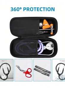 1 conjunto de kit de almacenamiento de estetoscopio, bolsa portátil multifuncional de doble compartimento con almacenamiento de estetoscopio impermeable, a prueba de salpicaduras, para viajes. Caja de almacenamiento portátil multifuncional para estetoscopio, bolsa EVA, caja de tela para estetoscopio, kit de primeros auxilios doméstico con protección EVA anticaída, estuche resistente para estetoscopio, bolsa de almacenamiento de estetoscopio EVA con cierre de cremallera, estuche rígido portátil para accesorios de enfermería. No se incluyen herramientas. - Multicolor - Ver 4