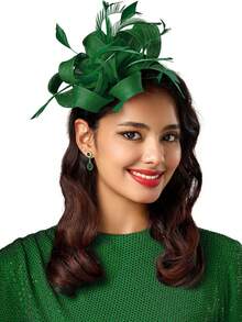 1pc Women Fascinators Linen Material With Feather Party Headwear Flower Kentucky Derby Headpiece Tea Party Hat For Mother's Day Gift Halloween