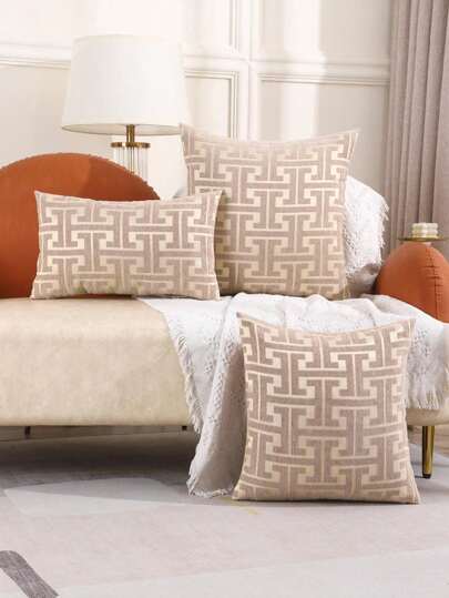 1入組刺繡細節靠墊套不附帶墊芯