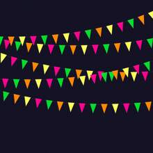 3M/Pack Big Size Max 5Colour Neon Paper Glow Flag Banner Hanging Decorations,80s Glow In The Dark Party Flag Banner Black Light Reactive Paper Garland Neon Party Streamers For Birthday Disco Theme Party Bar