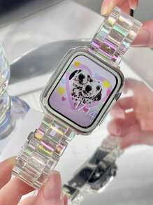1 pieza Correa de reloj de moda transparente y colorida de PC para mujer compatible con Apple Watch 38mm 40mm 41mm 42mm 44mm 45mm 46mm 49mm, Correa de reloj de moda de lujo compatible con Apple Watch Series Ultra 3/2/1 11 10 9 8 7 SE3 6 5 4 3 2 1, Accesorios de reloj inteligente Correa de reloj, Correa de reloj transparente y colorida - transparente - Ver 8