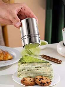 1pc/Stainless Steel Duster, Dusting Tool, Coffee Powder, Matcha Powder, Chocolate Powder Duster, Dusting Jar, Flour Duster, Spice And Seasoning Duster, Can Be Used For Salt, Powdered Sugar, Cocoa Powder, Cinnamon, Pepper, Paprika, Coffee Powder, Flour, Multi-Purpose, Suitable For Kitchen, Restaurant, Barbecue, Baking, RV Use. - Silver - View 3