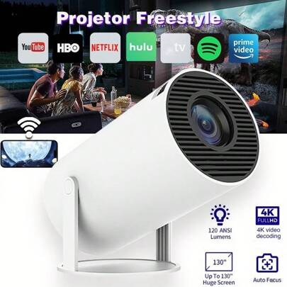 Projetor Wi-fi lançamento Portátil com Android  Smart Cinema Hy300 4k HD