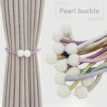 2 pièces Sangles et cordes de rideau non perforées, boucle de perle magnétique forte, boule suspendue, accessoires de décoration de fenêtre à auto-aspiration - Multicolore - Voir 1