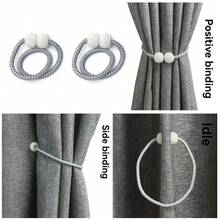 2 pièces Sangles et cordes de rideau non perforées, boucle de perle magnétique forte, boule suspendue, accessoires de décoration de fenêtre à auto-aspiration - Multicolore - Voir 5