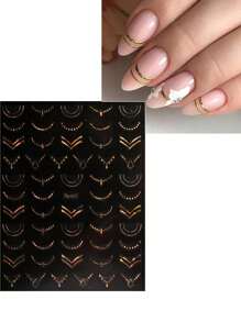 10 件春花指甲贴自粘贴纸夏花金色指甲用品指甲设计装饰配件假指甲贴纸和装饰指甲贴花