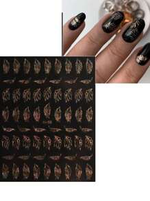 10 件春花指甲贴自粘贴纸夏花金色指甲用品指甲设计装饰配件假指甲贴纸和装饰指甲贴花