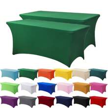 1/2 piezas Mantel de spandex, cubierta de mesa elástica, mantel rectángulo ajustado, cubierta de mesa elástica universal para bodas, banquetes, fiestas y eventos en el patio