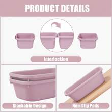 16 PCS Plastic Drawer Organizer Bins, Desk And Bathroom Drawer Organizer Trays, Vanity Storage Bins For Makeup, Jewelry, Utensils, Gadgets, Junk, Kitchen, Bedroom, Bathroom And Office Halloween Decorations Halloween Costumes Autumn Decor Festival Decor Back To School Dormitory Storage - Purple - View 3