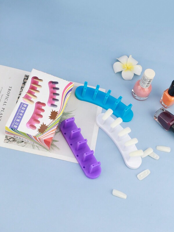 3pcs Nail Art Practice Holder Set, 2 Curved 1 Straight Detachable Practice Nail Plate Display Stand, Nail Art Training Tool