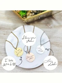 Collar con nombre personalizado grabado, colgante de moneda de acero inoxidable dorado hecho a mano minimalista personalizado para mujer, joyería de cumpleaños, regalo familiar y de vacaciones para seres queridos y niños, en plata, oro blanco, oro rosa, elegante, colorido, vintage, simple, unisex, casual, lindo, personalizado, único, regalos ideales para él, regalos ideales para ella, novia, novio, papá, mamá, familia, amigos, para aniversarios, para cumpleaños, para graduación, para baile de graduación, para fiestas, joyería de acero inoxidable