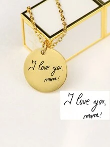 Collar con nombre personalizado grabado, colgante de moneda de acero inoxidable dorado hecho a mano minimalista personalizado para mujer, joyería de cumpleaños, regalo familiar y de vacaciones para seres queridos y niños, en plata, oro blanco, oro rosa, elegante, colorido, vintage, simple, unisex, casual, lindo, personalizado, único, regalos ideales para él, regalos ideales para ella, novia, novio, papá, mamá, familia, amigos, para aniversarios, para cumpleaños, para graduación, para baile de graduación, para fiestas, joyería de acero inoxidable