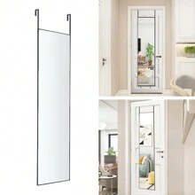 LIVINGANDHOME Living And Home Metal Frame Over The Door Full Length Mirror - Black - View 7
