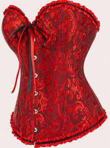 1 pieza Top de corpiño estilo palacio para mujer, top moldeador que adelgaza el abdomen y el pecho, disfraz de Halloween - Rojo - Ver 2