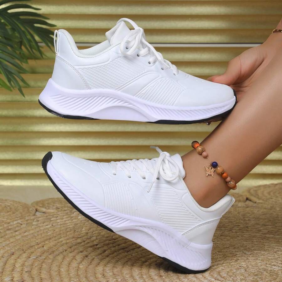 Women's 2024 New Spring Fashion Casual Sneakers, Versatile White Shoes - White - View 1