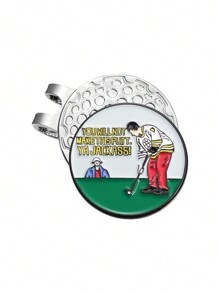 1/10Pcs Golf Hat Clip, Creative Comic Style Golf Player Series Detachable Golf Green Fork, Circular Coin Metal Steel Ball Position Mark Directional Putter Ball Mark Grass Tool Golf Hat Emblem Gift, Scriber, Golf Accessories Supplies, Gift For Boyfriend