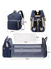 Pañalera Mochila Impermeable Multifunción 5 en 1 para Pañales Plegable Bisuling Varios Colores - Azul - Ver 3