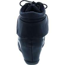 Womens Lace Up Hidden Wedge High Top Fashion Sneakers - 黑色 - 查看 5