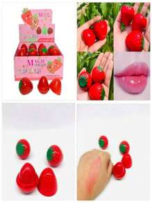 5 Balsamo Fresa para Labios Secos  Lip gloss Fresita Balsamo Labial Hidratante - Rojo - Ver 1