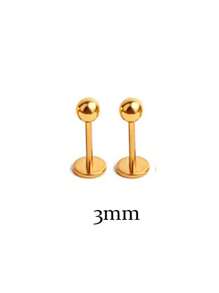 2个20G不锈钢球形耳钉，2-5mm扁平耳骨耳屏鼻环，女士耳部穿刺饰品 - 球平底耳釘 - 查看 25