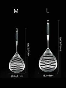 Stainless Steel Large Size Commercial Colander Ladle With Filter Mesh, Kitchen Cooking Tools For Frying, Scooping Noodles And Dumplings,Kitchen,Kitchen Items,Food,Cooking,Camping,Vacation,Beach,Room Decor,Organizer,Party,Travel. - Silver - View 12