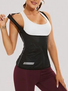 1 Pieza Chaqueta De Sudor Con Cremallera De Dos Tonos Para Mujeres Con Tela De Seda De Leche Y Revestimiento Resistente Al Sudor, Adecuada Para Correr Y Hacer Ejercicio Al Aire Libre - Negro - Ver 1