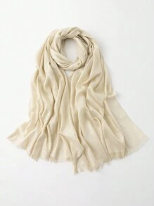 Pañuelo/hijab/pañuelo de cuatro caras impreso con hilo dorado/plateado, accesorio de playa para invierno y otoño - Multicolor - Ver 9