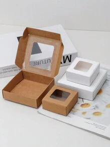 5入組/10入組迷你禮品紙盒，設有透明展示窗，適用於烘焙糖果、巧克力包裝、珠寶展示、婚禮禮盒和洗手皂盒 - 紙本 - 查看 3