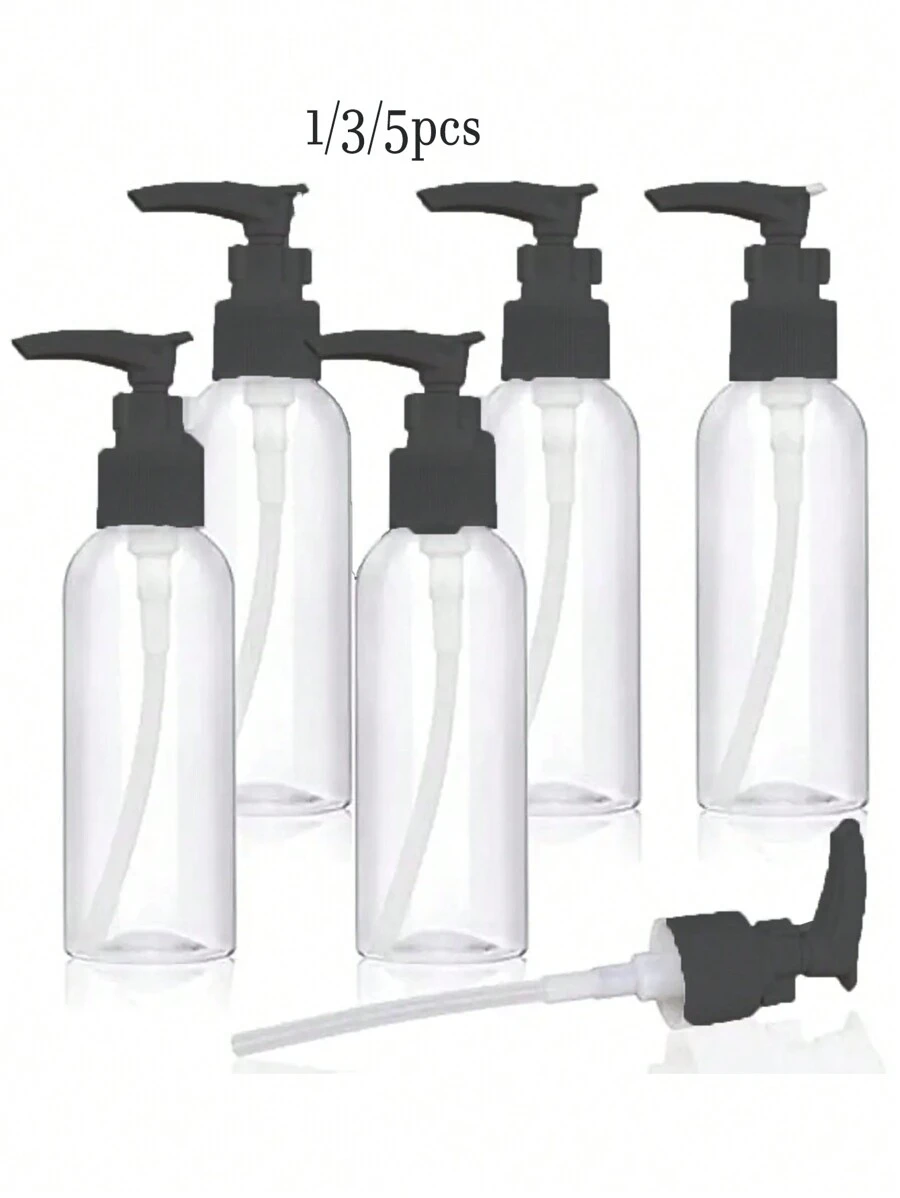 1/3/5pcs Clear Travel Bottles Pump Bottles Dispenser 100/50ml Lotion Pump Bottles Travel Toiletry Bottles Leak Proof For Lotion Body Wash Shampoo Conditioner Travel Size Cosmetics, Home TravelTravel Essentials ,Travel Organizer For Beach ,Summer Vacation Back To School School Supplies Holiday Camping Holiday Essentials Accessories Mini Perfume For Women Perfume For Men Perfume - Black - View 1