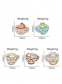 5pcs Creative Cute Animal Cup Shaped Brooch Pin Cartoon Badge, Fashionable Jewelry Suitable For Daily Wearing On Clothes & Backpacks By Men And Women