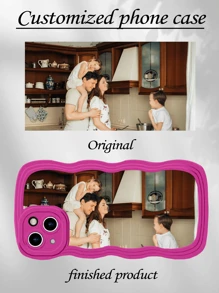 1pc Customized Personalized Picture Full Covered Silicone Camera Lens Protector Phone Case, Compatible With Apple 15/14/13/12/11 Pro Max Hot Pink Fashionable, Stylish, Colorful, Contracted, Funny, Kawaii, Matching Phone Cases, Cute Unique, Customized Ideal Gifts For Him Boyfriend, Girlfriend, Family - Hot Pink - View 4