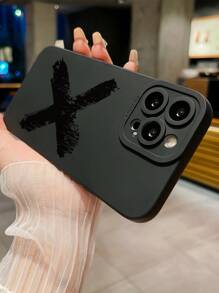 1入組'X'圖案印花眼睛手機殼，適用於iPhone，三星，小米/紅米，OPPO / Realme，VIVO，Infinix - 黑色 - 查看 2